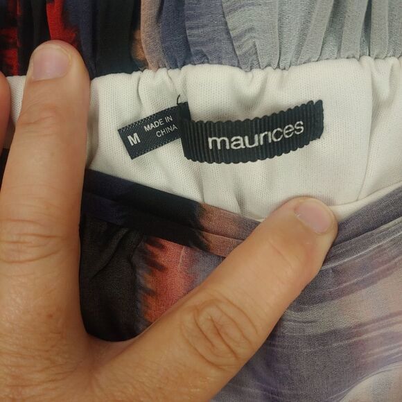 Maurices Womens Skirt High Low Sheer Sz Med Stripes Lined - Picture 7 of 9